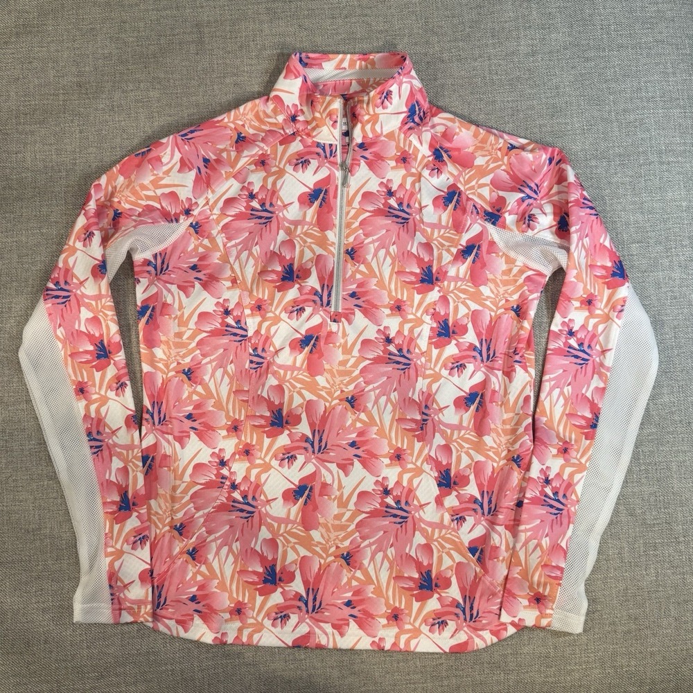 Pebble Beach DryLuxe Women's Small Floral Golf Pullover 1/4 Zip Stretch